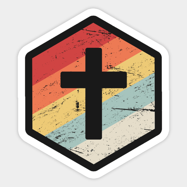 Retro 70s Pastor Cross Icon Sticker by MeatMan